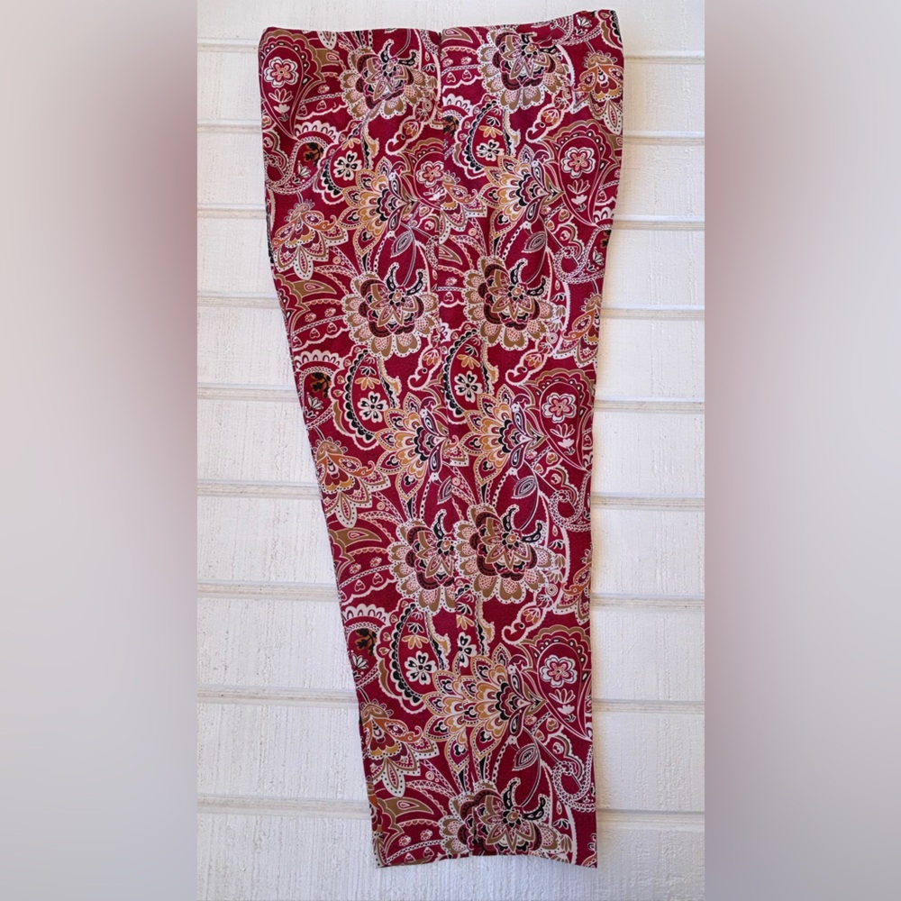 Allison‎ Taylor Silk Shantung Pants Paisley Lined Side Zip Size 12 - Picture 2 of 13
